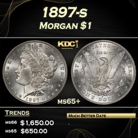 1897-s Morgan Dollar $1 ms65+ SEGS