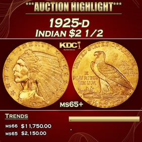1925-d Gold Indian Quarter Eagle $2 1/2 ms65+ SEGS