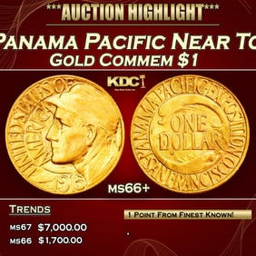 1915-s Panama Pacific Gold Commem Dollar Near Top Pop! 1 ms66+ SEGS