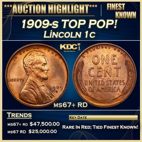 1909-s Lincoln Cent TOP POP! 1c ms67+ RD SEGS