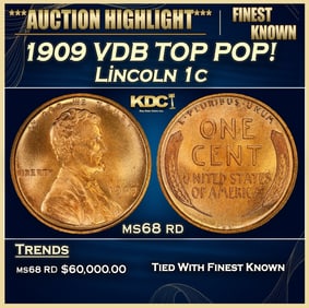 1909 VDB Lincoln Cent TOP POP! 1c ms68 rd SEGS