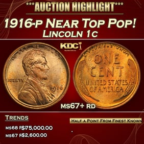 1916-p Lincoln Cent Near Top Pop! 1c ms67+ rd SEGS