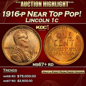 1916-p Lincoln Cent Near Top Pop! 1c ms67+ rd SEGS
