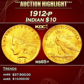 1912-p Gold Indian Eagle $10 ms65+ SEGS