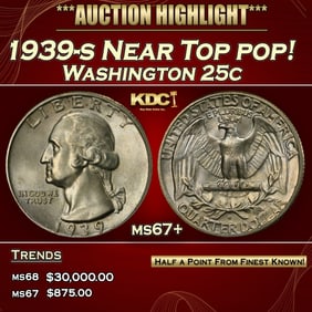 1939-s Washington Quarter Near Top pop! 25c ms67+ SEGS