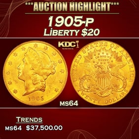 1905-p Gold Liberty Double Eagle $20 ms64 SEGS