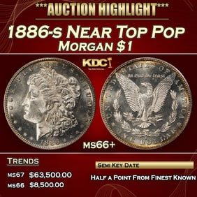 1886-s Morgan Dollar Near Top Pop $1 ms66+ SEGS