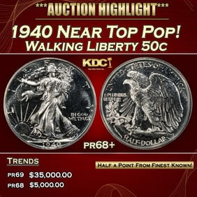 1940 Proof Walking Liberty Half Dollar Near Top Pop! 50c pr68+ SEGS