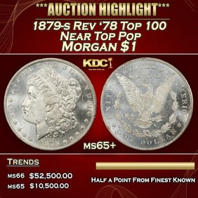 1879-s Rev '78 Top 100 Morgan Dollar Near Top Pop $1 ms65+ SEGS