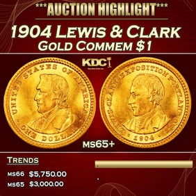 1904 Lewis & Clark Gold Commem Dollar 1 ms65+ SEGS