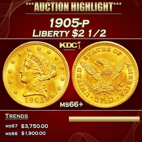 1905-p Gold Liberty Quarter Eagle $2 1/2 ms66+ SEGS