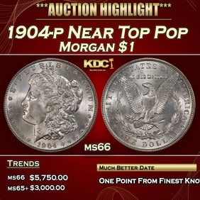 1904-p Morgan Dollar Near Top Pop $1 ms66 SEGS