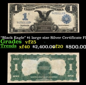 1899 $1 large size Silver Certificate "Black Eagle" Grades vf+ FR-229A