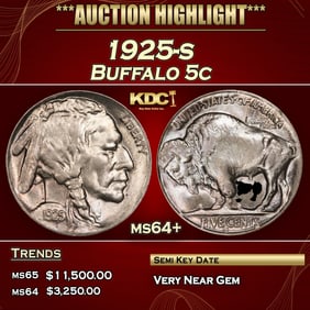 1925-s Buffalo Nickel 5c ms64+ SEGS