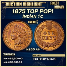 1875 Indian Cent TOP POP! 1c ms66 rb SEGS