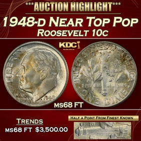 1948-d Roosevelt Dime Near Top Pop 10c ms68 FT SEGS