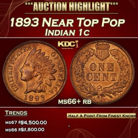 1893 Indian Cent Near Top Pop 1c ms66+ rb SEGS