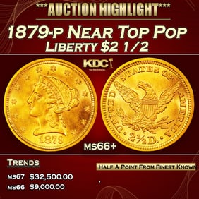 1879-p Gold Liberty Quarter Eagle Near Top Pop $2 1/2 ms66+ SEGS