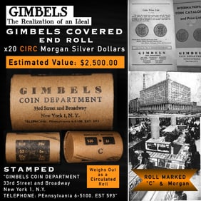 20 GIMBLES Silver Dollar Roll Morgan Circ C