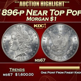 1896-p Morgan Dollar Near Top Pop! $1 ms67 SEGS