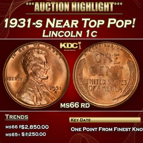 1931-s Lincoln Cent Near Top Pop! 1c ms66 rd SEGS