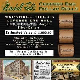 MARSHALL FIELDS 10 Coin UNC Morgan $1 Roll Rare BLACK Lvl