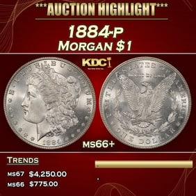 1884-p Morgan Dollar $1 ms66+ SEGS