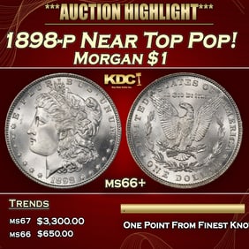 1898-p Morgan Dollar Near Top Pop! $1 ms66+ SEGS