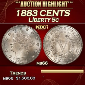 1883 CENTS Liberty Nickel 5c ms66 SEGS
