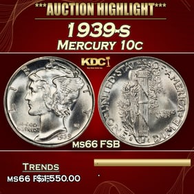1939-s Mercury Dime 10c ms66 FSB SEGS
