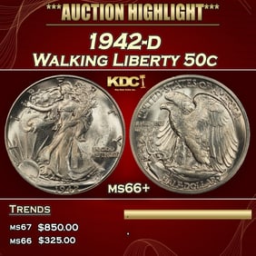 1942-d Walking Liberty Half Dollar 50c ms66+ SEGS