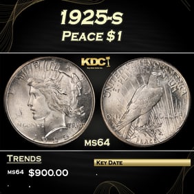 1925-s Peace Dollar $1 Grades ms64