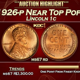 1926-p Lincoln Cent Near Top Pop! 1c ms67 rd SEGS