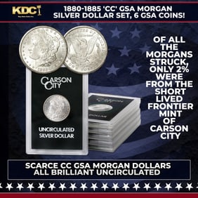 1880-1885 'CC' GSA Morgan Silver Dollar Set, 6 GSA Coins!