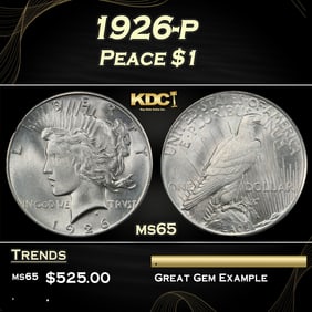 1926-p Peace Dollar $1 Grades ms65
