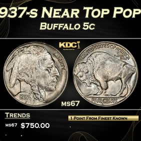 1937-s Buffalo Nickel Near Top Pop 5c ms67 SEGS
