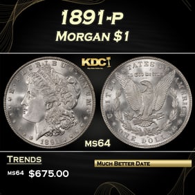 1891-p Morgan Dollar $1 Grades ms64