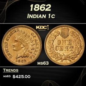 1862 Indian Cent 1c Grades ms63