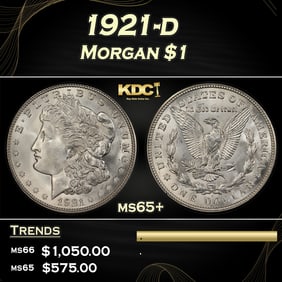 1921-d Morgan Dollar $1 Grades ms65+