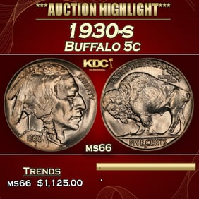 1930-s Buffalo Nickel 5c ms66 SEGS