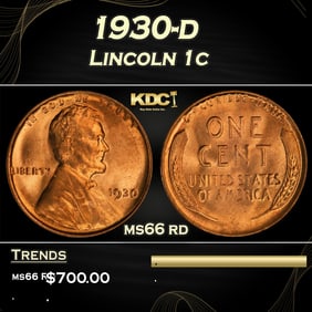 1930-d Lincoln Cent 1c Grades ms66 rd