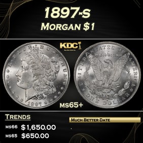 1897-s Morgan Dollar $1 ms65+ SEGS