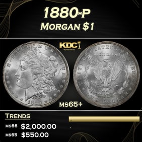 1880-p Morgan Dollar $1 ms65+ SEGS