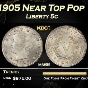 1905 Liberty Nickel Near Top Pop 5c ms66 SEGS