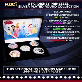 5 Coin Disney Princesses Silver Plated Round Collection