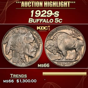 1929-s Buffalo Nickel 5c ms66 SEGS