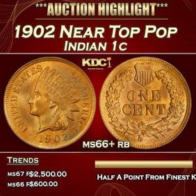 1902 Indian Cent Near Top Pop 1c ms66+ rb SEGS