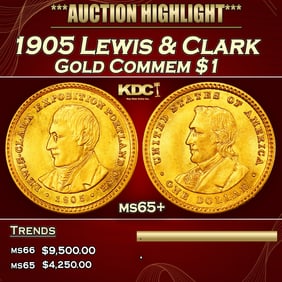 1905 Lewis & Clark Gold Commem Dollar 1 ms65+ SEGS