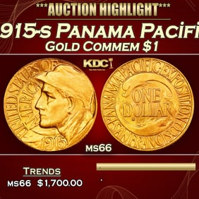1915-s Panama Pacific Gold Commem Dollar 1 ms66 SEGS