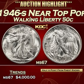 1946-s Walking Liberty Half Dollar Near Top Pop 50c ms67 SEGS